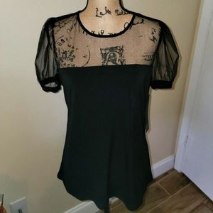 Black Mesh Top Size L NWT